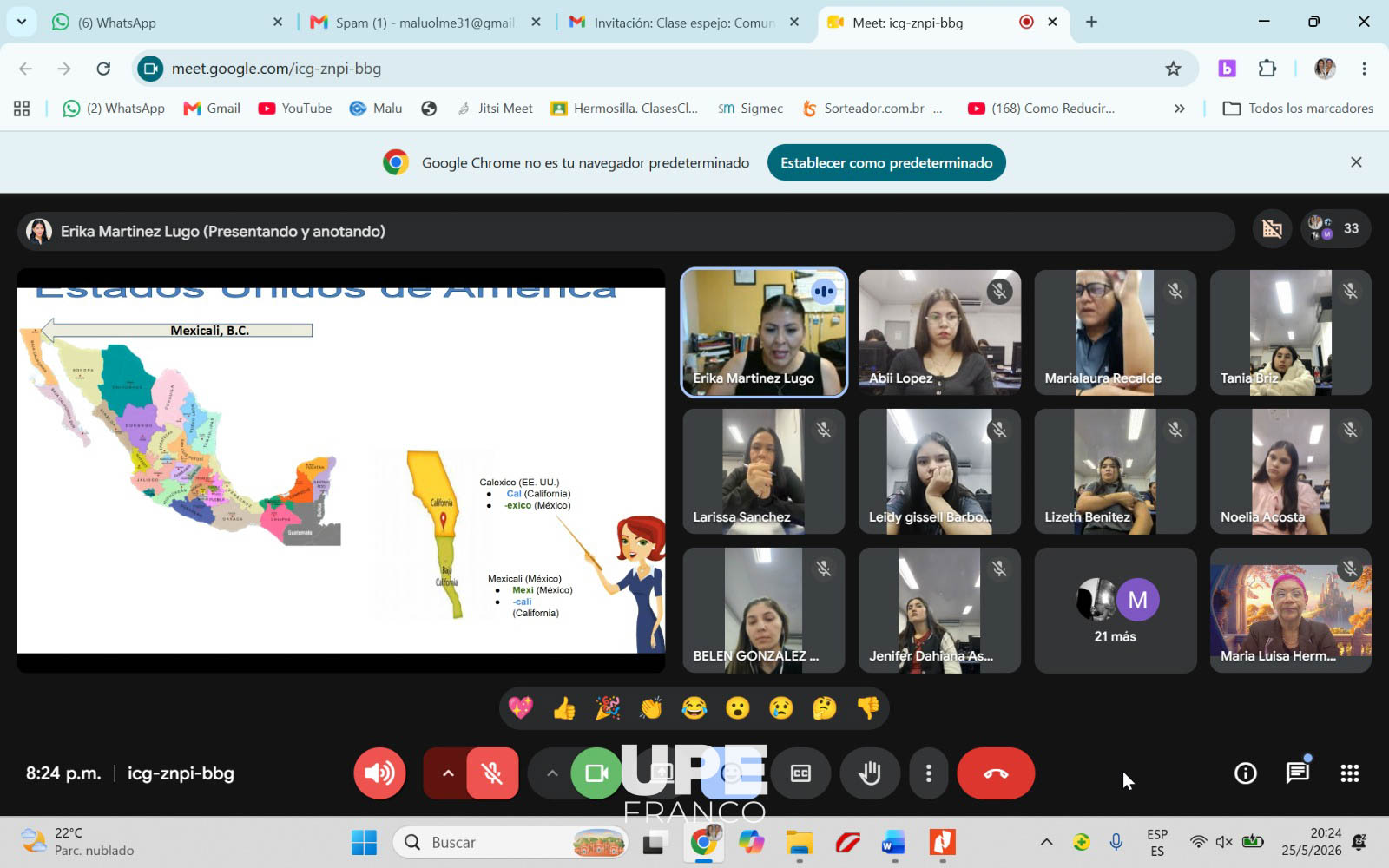 UPE Franco y la Universidad Autónoma de Baja California desarrollaron Clase Espejo Internacional sobre comunicación didáctica